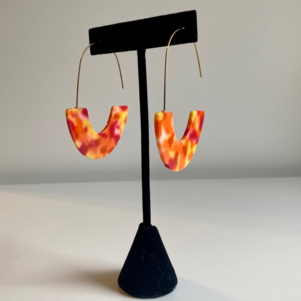 Red Yellow Orange Statement Earrings - image 1